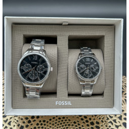 SET RELOJ PAREJA PLATEADO